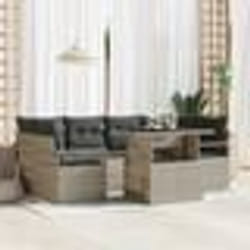 Set de Canapé de Jardin vidaXL 7 Pièces avec Coussins en Rattan Clair