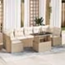 Ensemble de Canapé de Jardin 8 pièces avec Coussins Beige Poly Rotin