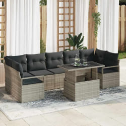 vidaXL Ensemble de canapé de jardin 8 pcs Gris clair Poly rotin