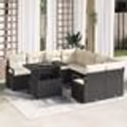 Ensemble de 9 pièces de canapés jardin avec coussins poly rattan noir