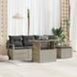 Ensemble de Canapé de Jardin vidaXL 6 Pièces avec Coussins Gris Clair