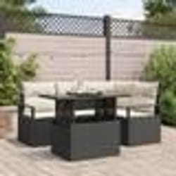 Ensemble de 5 Pièces de Canapé de Jardin avec Coussins en Rattan Poly Noir