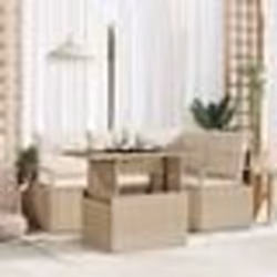 Ensemble de canapé de jardin de 5 pièces avec coussins Beige Rotin Poly