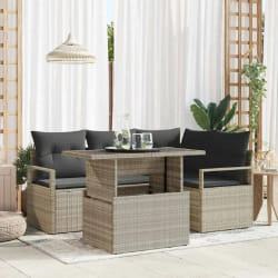 vidaXL Ensemble de canapé de jardin 5 pcs Gris clair Poly rotin