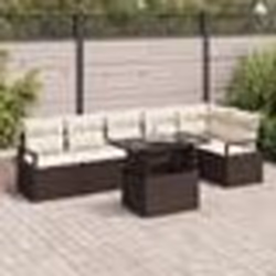 Canapé de jardin 7 pièces avec coussins marron rotin synthétique