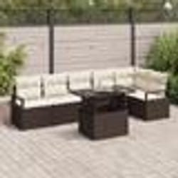 Canapé de jardin 7 pièces avec coussins marron rotin synthétique