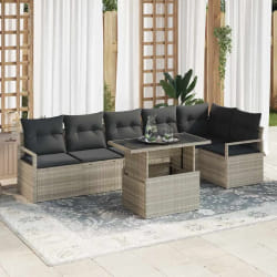 vidaXL Ensemble de canapé de jardin 7 pcs Gris clair Poly rotin