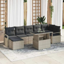vidaXL Ensemble de canapé de jardin 8 pcs Gris clair Poly rotin