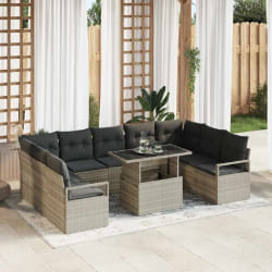 vidaXL Ensemble de canapé de jardin 10 pcs Gris clair Poly rotin
