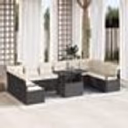 Set de Canapé de Jardin 11 Pièces avec Coussins Rattan Poly Noir