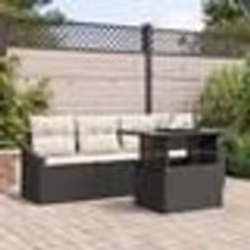 vidaXL Ensemble de canapé de jardin 5 pièces avec coussins en poly rotin noir