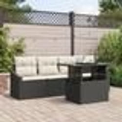 vidaXL Ensemble de canapé de jardin 5 pièces avec coussins en poly rotin noir