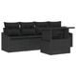 vidaXL Ensemble de Canapés de Jardin de 5 Pièces avec Coussins Noir Rotin Poly