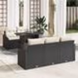 vidaXL Set de canapé de jardin 6 pièces avec coussins - Poly rattan noir