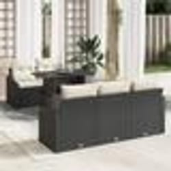 vidaXL Set de canapé de jardin 6 pièces avec coussins - Poly rattan noir