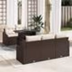 vidaXL Ensemble de canapés de jardin 6 pièces avec coussins en poly rotin marron