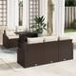 vidaXL Ensemble de canapés de jardin 6 pièces avec coussins en poly rotin marron