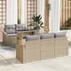 vidaXL Set de jardin 6 pièces avec coussins en poly rotin beige