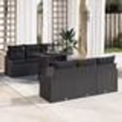 vidaXL Ensemble de canapé de jardin 7 pièces avec coussins en poly rattan noir