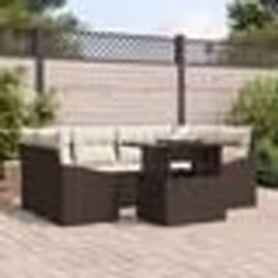 vidaXL Ensemble de canapés de jardin 7 pièces avec coussins en rattan synthétique marron