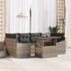 vidaXL Set de Canapé de Jardin 7 Pièces avec Coussins Gris Rattan Poly