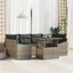 vidaXL Set de Canapé de Jardin 7 Pièces avec Coussins Gris Rattan Poly