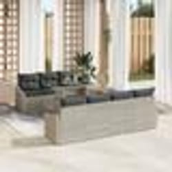 vidaXL Ensemble de salon de jardin 8 pièces avec coussins gris clair en poly rattan
