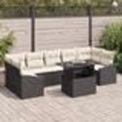 vidaXL Ensemble de canapés de jardin 8 pièces avec coussins en poly rattan noir