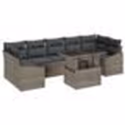 vidaXL Ensemble de canapés jardin 8 pièces avec coussins gris en poly rattan