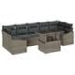 vidaXL Ensemble de canapés jardin 8 pièces avec coussins gris en poly rattan