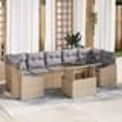 vidaXL Ensemble de canapé de jardin 8 pièces avec coussins beige en poly rotin