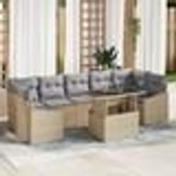 vidaXL Ensemble de canapé de jardin 8 pièces avec coussins beige en poly rotin