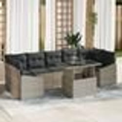 vidaXL Ensemble de canapé de jardin 8 pièces avec coussins gris clair en poly rattan