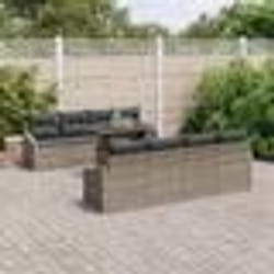 vidaXL Canapé de Jardin 7 Pièces avec Coussins Gris en Poly Rattan