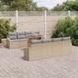 vidaXL Ensemble de salon de jardin 7 pièces avec coussins Beige en poly rattan