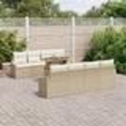 vidaXL Ensemble de canapé de jardin 7 pièces avec coussins beige en poly rotin