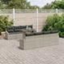 vidaXL Ensemble de salon de jardin 7 pièces avec coussins en poly rattan gris clair