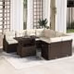 vidaXL Ensemble de canapés de jardin 9 pièces avec coussins en poly rotin marron