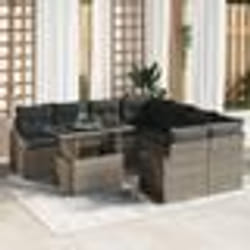 vidaXL Ensemble de canapé de jardin en 9 pièces avec coussins gris poly rotin