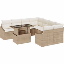 Cet ensemble de canapé de jardin 9 pièces avec coussins est fait pour allier confort et style pour vos repas et moments de dé ...