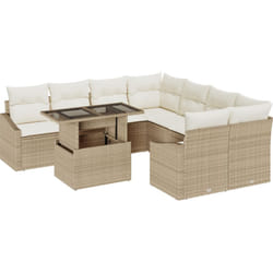 Vidaxl - Ensemble de salon de jardin 9 pièces avec coussins en résine tressée beige