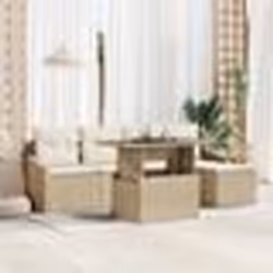 vidaXL Set de canapé de jardin 6 pièces avec coussins beige en poly rattan