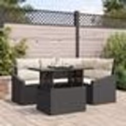 vidaXL Ensemble de canapé de jardin 5 pièces avec coussins en poly rattan noir