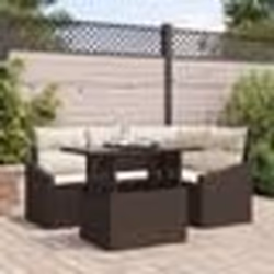 vidaXL Ensemble de canapé de jardin 5 pièces avec coussins marron en poly rattan