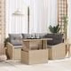 vidaXL Ensemble de canapé de jardin 5 pièces avec coussins Beige en polyrotin