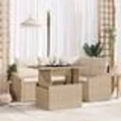 vidaXL Ensemble de canapé de jardin 5 pièces avec coussins beige en poly rotin