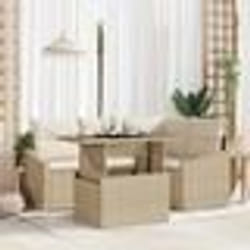 vidaXL Ensemble de canapé de jardin 5 pièces avec coussins beige en poly rotin
