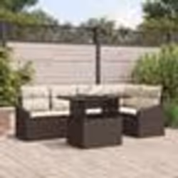 vidaXL Ensemble de canapé de jardin de 6 pièces avec coussins en poly rattan marron