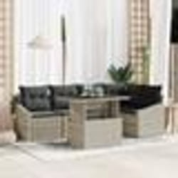 vidaXL Ensemble de jardin 6 pièces avec coussins gris clair en polyrotin