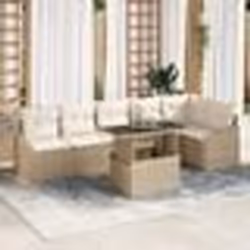 vidaXL Ensemble de canapé de jardin 7 pièces avec coussins beige en poly rotin